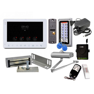 Комплект системы контроля доступа с видеодомофоном 7", радиобрелком и доводчиком | СКУД-30