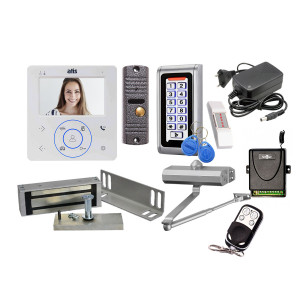 Комплект системы контроля доступа с видеодомофоном 4", радиобрелком и доводчиком | СКУД-31